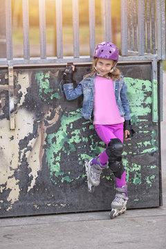 young and fashionably dressed girl roller