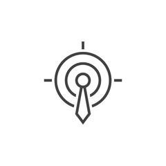 Business target line icon, outline vector logo illustration, linear pictogram isolated on white