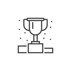 Winner podium line icon, first place cup outline vector logo illustration, linear pictogram isolated on white