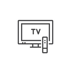 television line icon, outline tv vector logo illustration, linear pictogram isolated on white