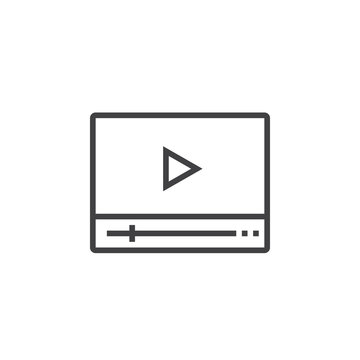 Video Player Line Icon, Outline Vector Logo Illustration, Linear Pictogram Isolated On White