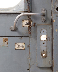 Vintage door on the train compartment