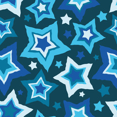 Seamless vector background with decorative stars. Print. Cloth design, wallpaper.