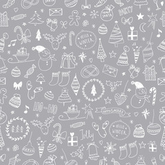 Sketchy Christmas seamless pattern