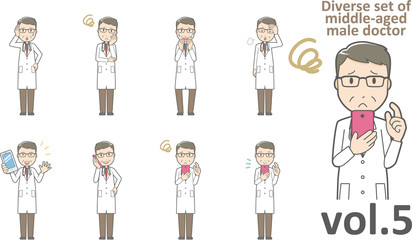 Diverse set of middle-aged male doctor,EPS10 vector format vol.5