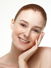 Obraz premium Emotional beauty portraits red-haired girl.