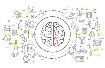 Vector icons of human brain activity.
