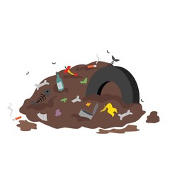 Trash heap: rubbish, can, food waste.
