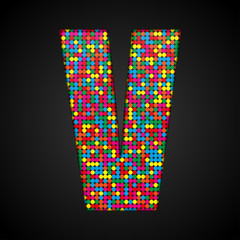 Colorful sequins sings. Sequins alphabet. Eps 10. 