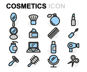 Vector flat line cosmetics icons set