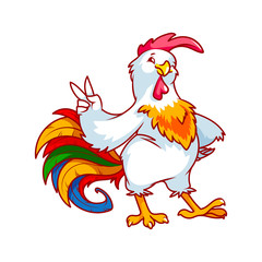 Colorful rooster. Symbol of 2017.