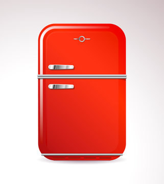 Red retro design household refrigerator