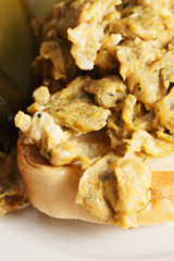 Scrambled eggs closeup