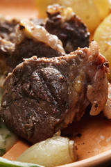 Piece of lamb chop closeup