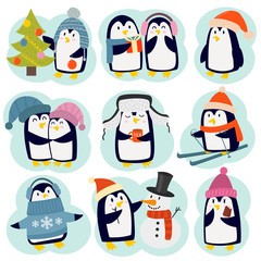 Penguin set vector characters