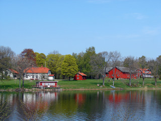 Obraz premium Summer cottages at the Swedish coast 