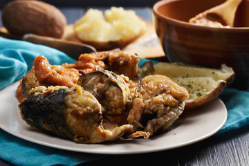 Plate of fried mackerel