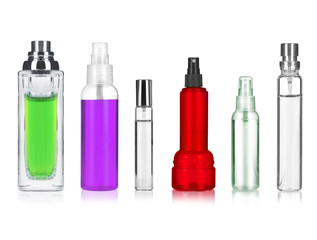 cosmetic bottles isolated on white background