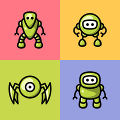 Collection of different cute vector robots