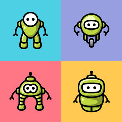 Collection of different cute vector robots