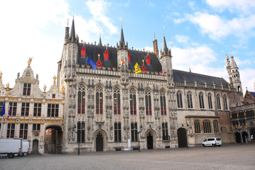 Fototapeta na wymiar Tower hall (Stadhuis van Brugge) in Bruges, Belgium