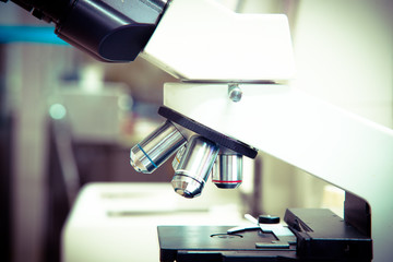 Laboratory Microscope. Scientific research background.