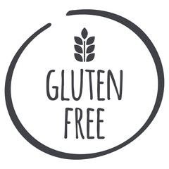 grey Gluten Free circle logo, vector symbol for food - 124584399