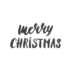 Merry Christmas calligraphic phrase on white for card or banner
