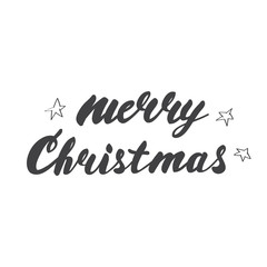 Calligraphic phrase Merry Christmas on white for card or banner