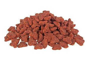 Dry cat food isolated on white background