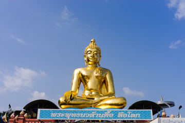 Large golden Buddha center of the golden triangle Chiang Rai Thailand.
