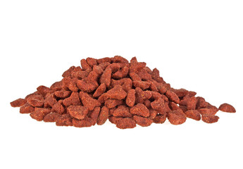 Dry cat food isolated on white background