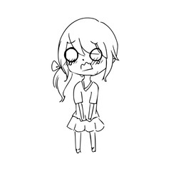 illustration vector hand drawn doodle of  little girl crying