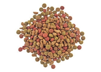 Dry cat food isolated on white background