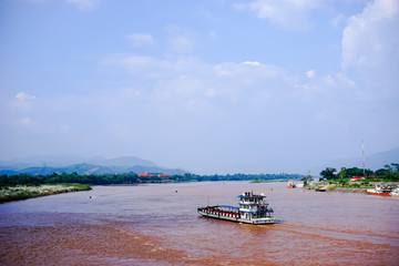 boat on Mekong River at Golden Triangle Chiang Rai north of Thailand