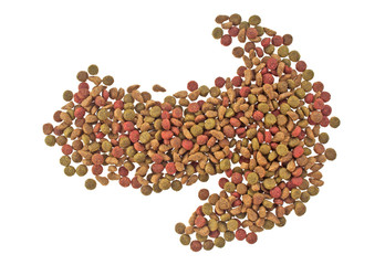 Dry cat food isolated on white background