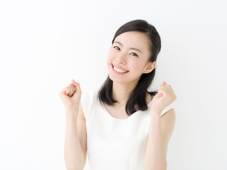 ガッツポーズ・若い女性