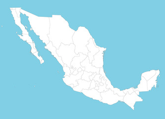 Obraz premium Large and detailed map of Mexico with all regions