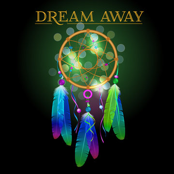 Vector Illustration Of Dream Catcher, Native American Poster