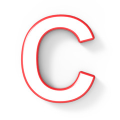 3d white letter C with red frame