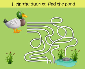 Maze game, help the duck to find the pond