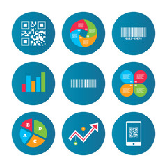 Bar and Qr code icons. Scan barcode symbol.