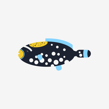 recommend clip art: Vector flat illustration Picasso Triggerfish sea tropical fish on white background.