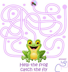 Card with maze game, help the frog catch the fly