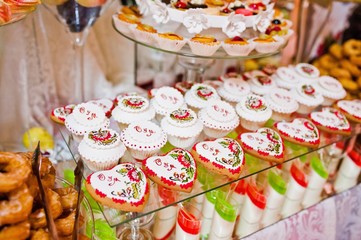 Wedding reception. Table with fruits and sweets