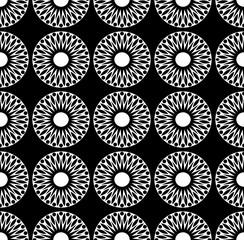 Abstract geometric black and white fashion design print sun mandala pattern texture