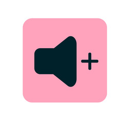 Volume down media player icon illustration. Volume plus icon. Pink icon. Vector illustration