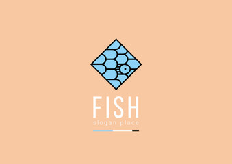 Creative logo pattern in the form of fish scales in a rhombus © Logomarket