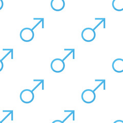 Male gender blue icon seamless pattern background.