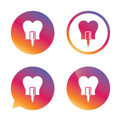 Tooth implant sign icon. Dental care symbol.